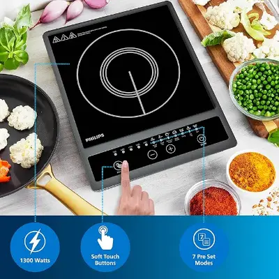 Philips HD4944  Induction Cooker 1000-Series – 1500Watts | Safe & Fast Cooking Solution - Thumbnail 5