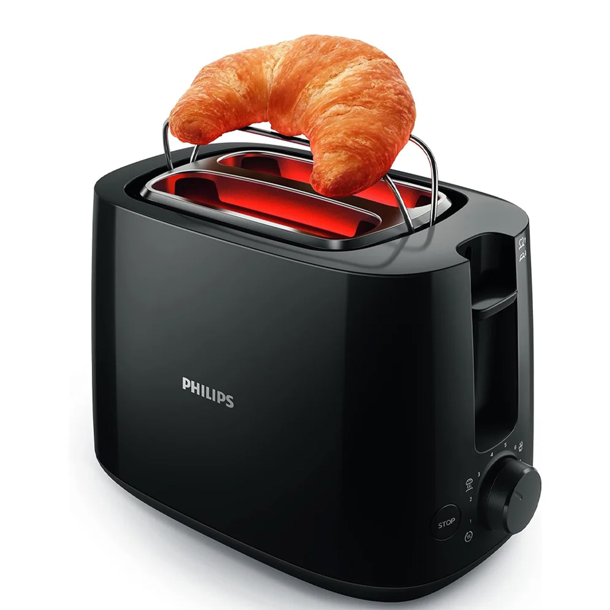 Philips Daily Collection Toaster HD2581/91 – 2 Slice, Wide Slot, Black - Thumbnail 4
