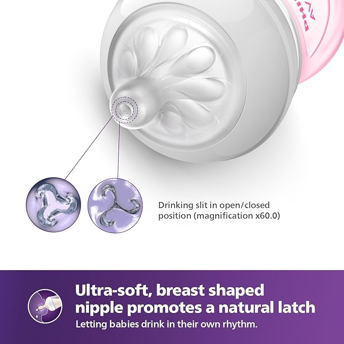 Philips Avent Natural Model: SCY903/11 Response Pink Baby Feeding Bottle (1+) - 260ml - Thumbnail 5