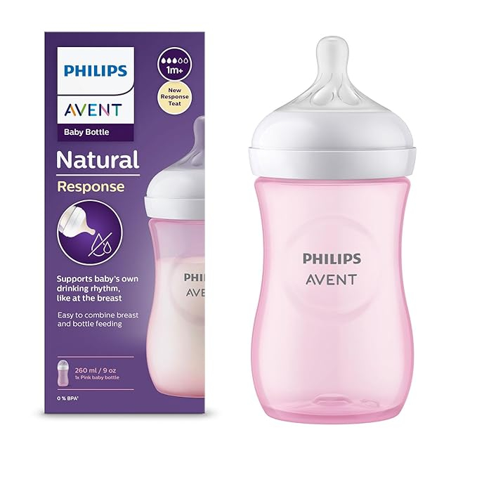 Philips Avent Natural Model: SCY903/11 Response Pink Baby Feeding Bottle (1+) - 260ml - Thumbnail 7