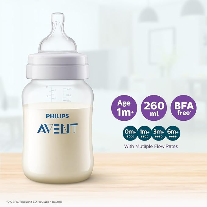 Philips Avent Anti-Colic SCY103/20 Baby Feeding Bottles | 9oz/260ml - Pack of 2 - Thumbnail 5