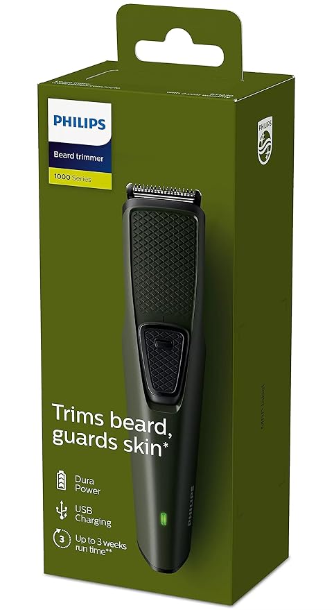 Philips BT1230/15 Corded Electric Skin-friendly Beard trimmer for Men, Dura Power Technology, Cordless Rechargeable with USB Charging, Charging indicator, Travel lock - Thumbnail 2