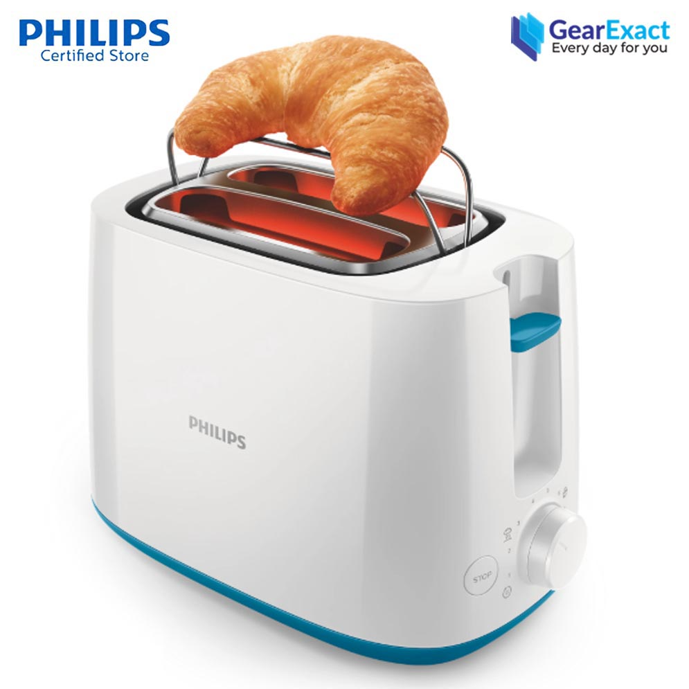 Philips HD2584/30 Toaster – Daily Collection (White & Caribbean Blue) - Thumbnail 5