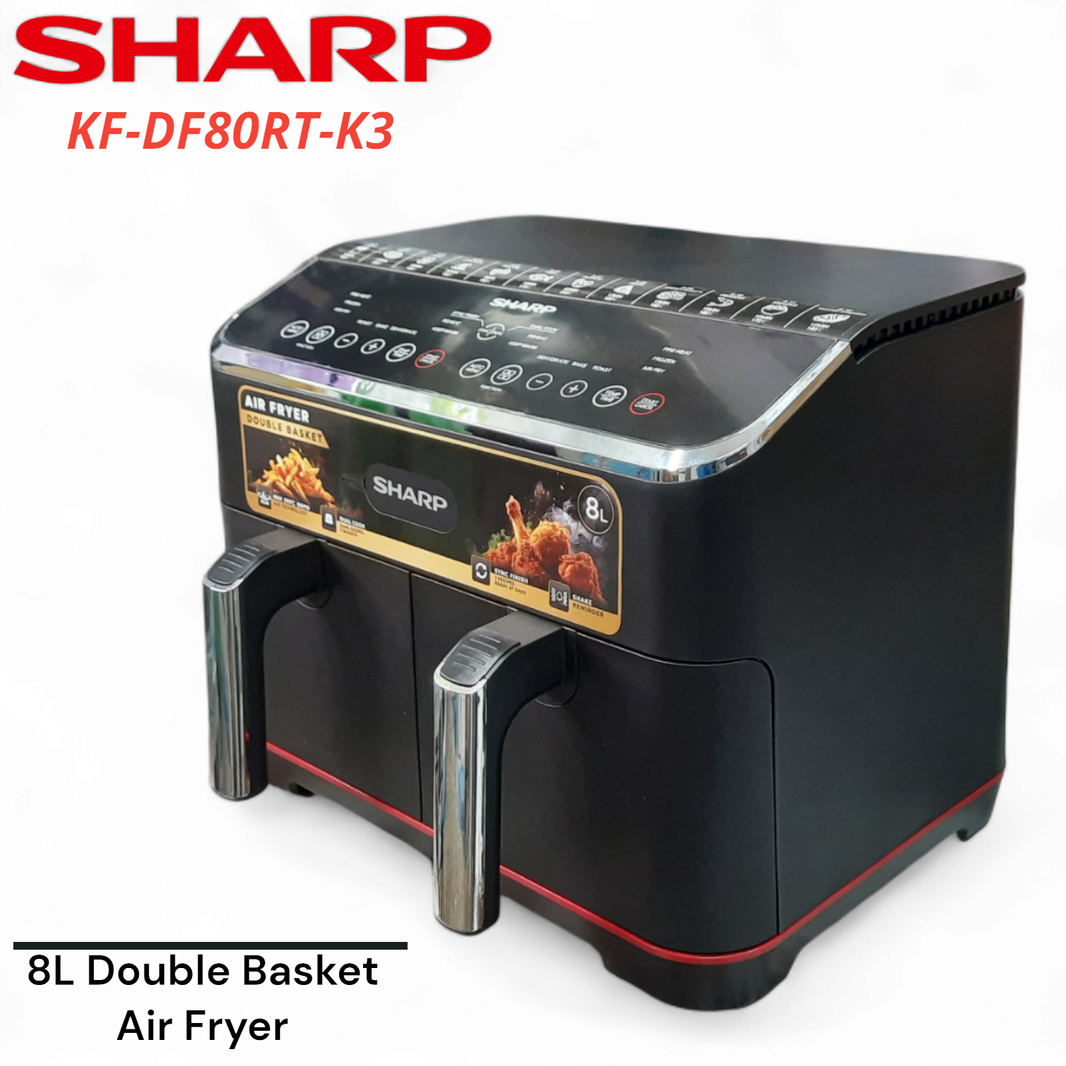 Sharp KF-DF80RT-K3 || 8L || 1800W  ||  Double Basket Air Fryer - Thumbnail 3