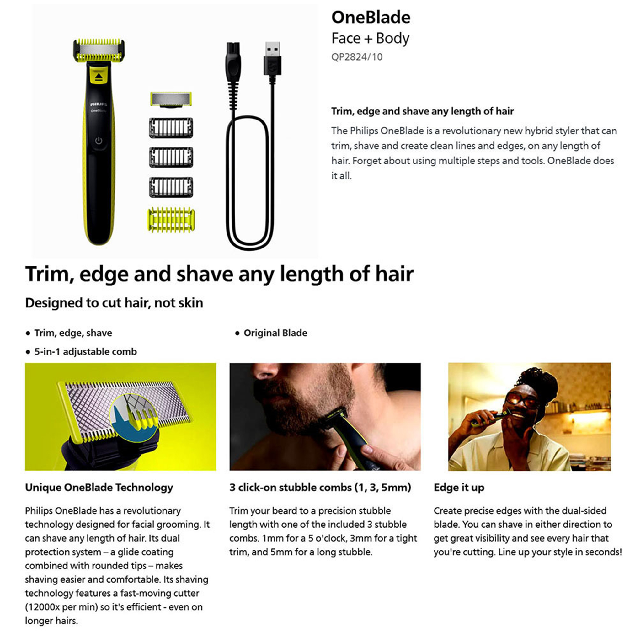 Philips QP2824/10 OneBlade Trim - Thumbnail 3