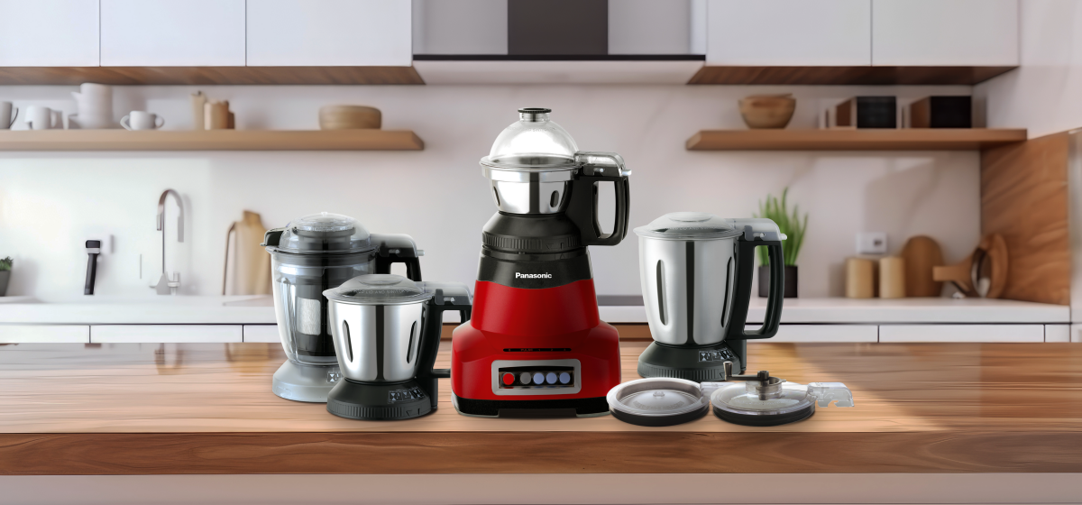 Panasonic MX-AE465 Mixer Grinder Powerful 2000Watts | 4 Multipurpose Jars | Double Safety Lock | Monster Series | Red - Thumbnail 3