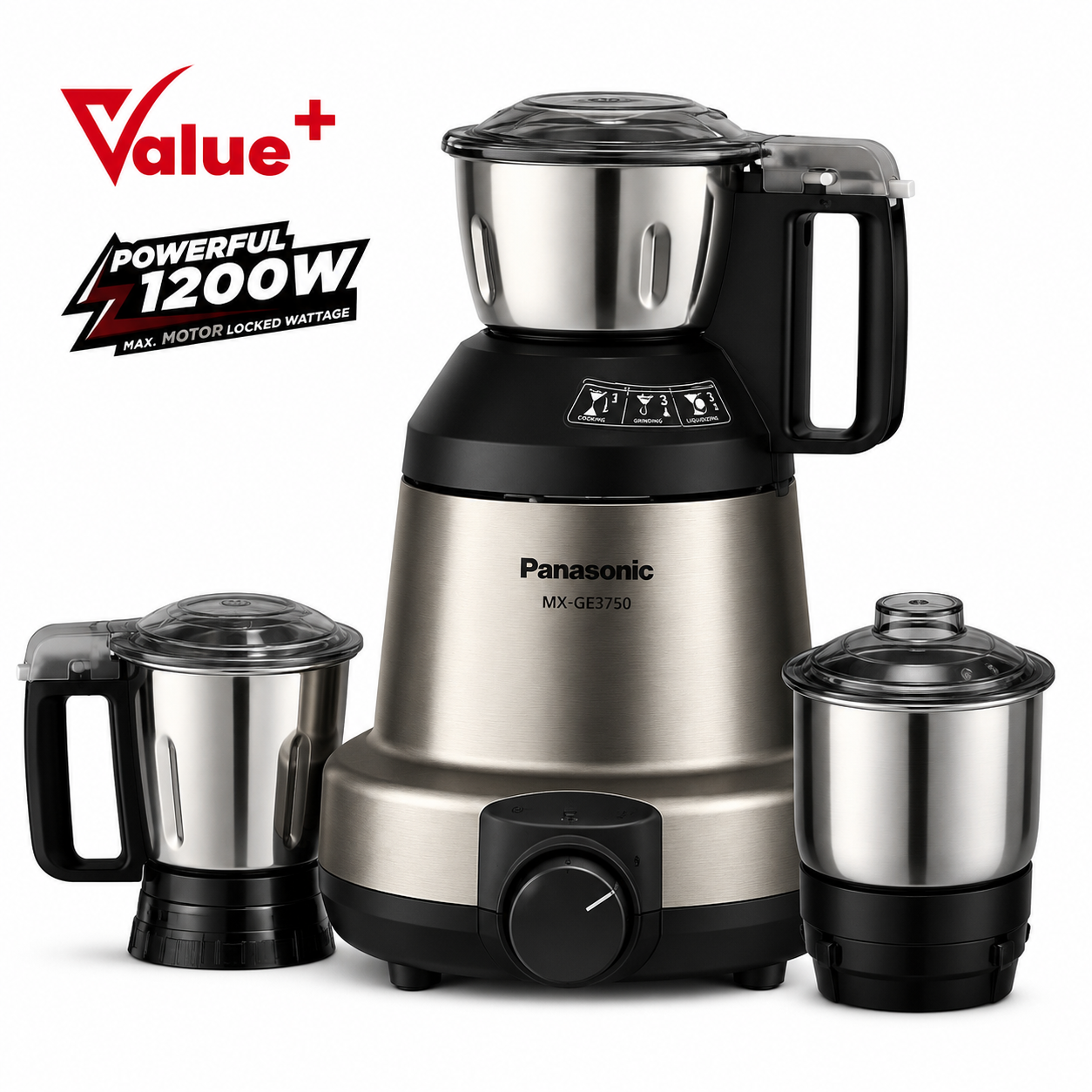 Panasonic MX-GE3750 (Metallic Bronze) Super Mixer Grinder - Thumbnail 4