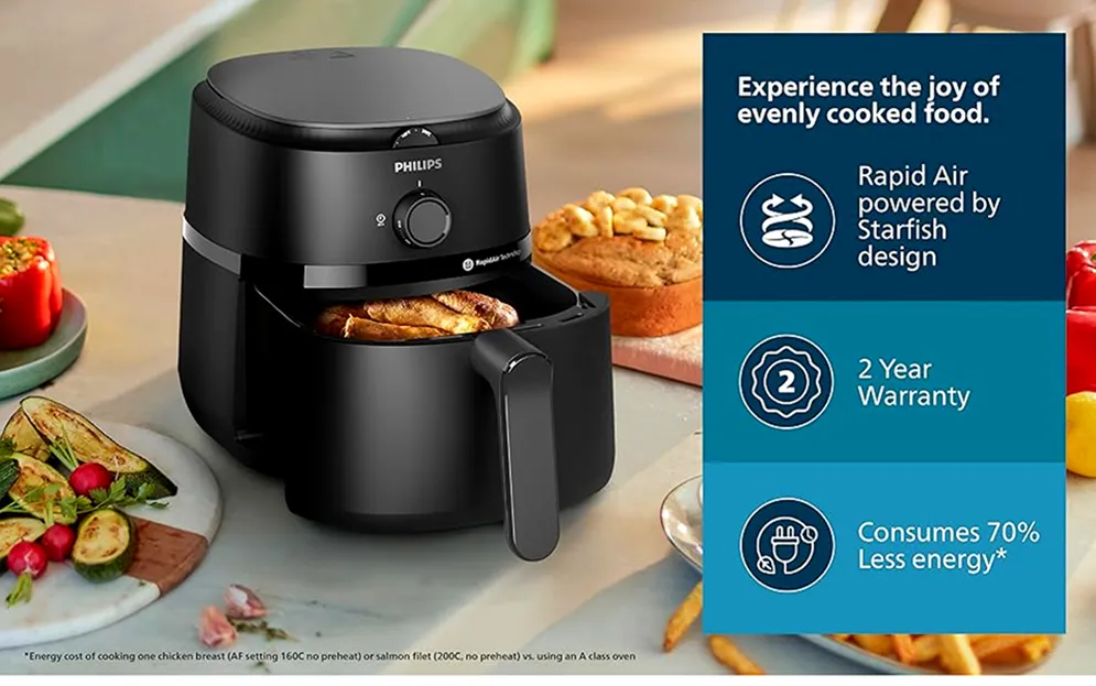 Philips Air Fryer NA110 – 3.2L, 1300W Black - Thumbnail 3