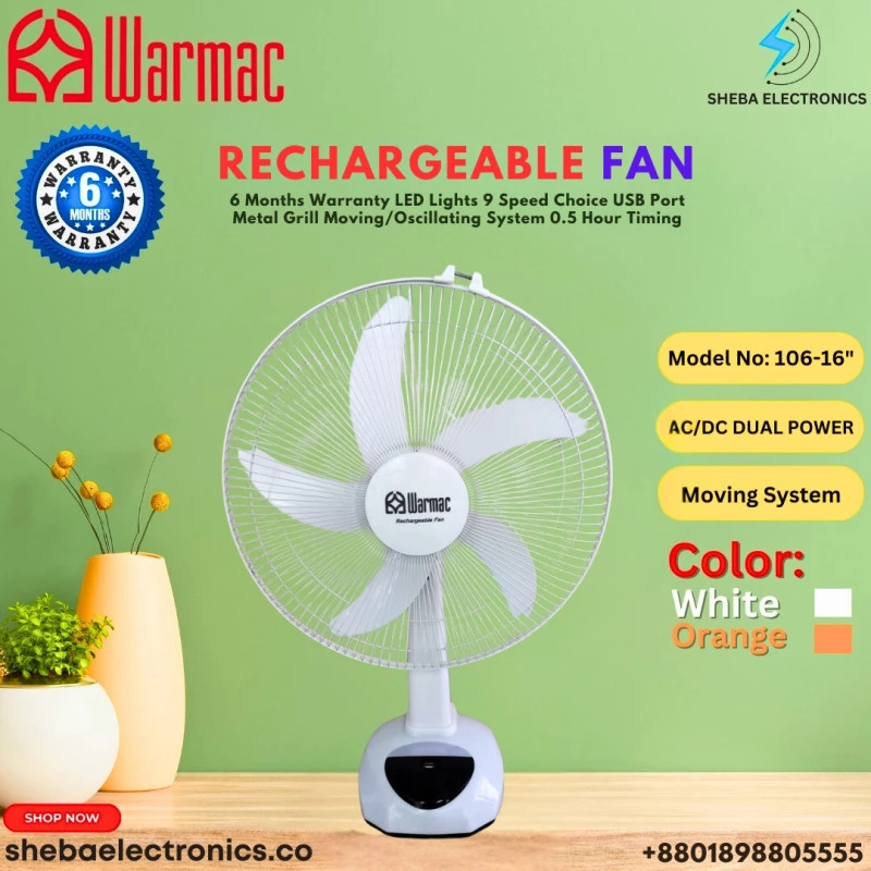 WARMAC Rechargeable Fan Model 106-16” Inch AC/DC Power - Thumbnail 3