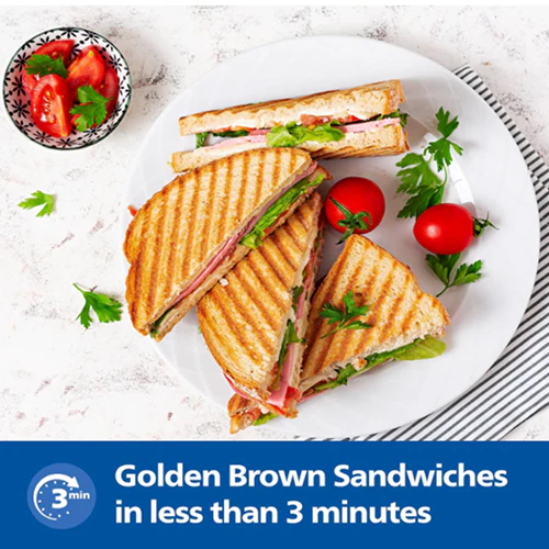 Philips HD3010/80 Sandwich Maker 700W Flat & Grilled Plates - Thumbnail 3