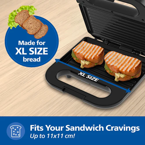 Philips HD3010/80 Sandwich Maker 700W Flat & Grilled Plates - Thumbnail 2