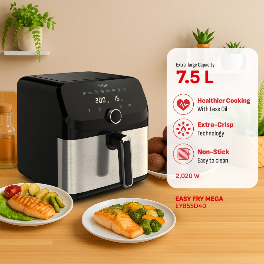 Tefal 7.5L XXL Easy Fry Mega Air Fryer (EY855D) - Thumbnail 2