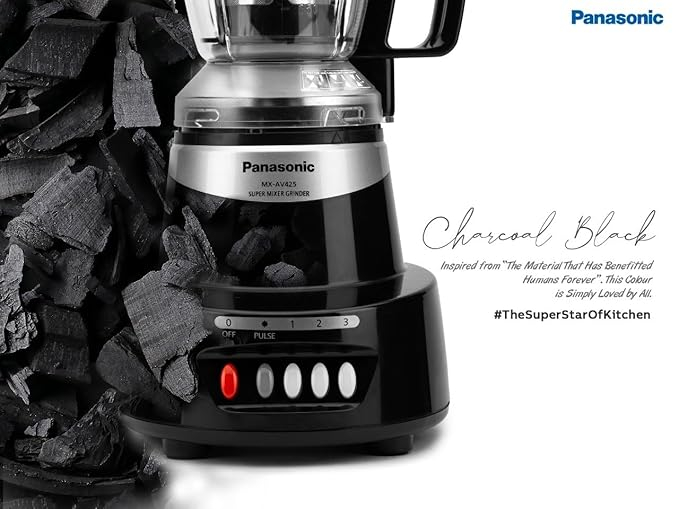 Panasonic MX-AV425 1500-Watt Powerful Super Mixer Grinder - Charcoal Black - Thumbnail 4
