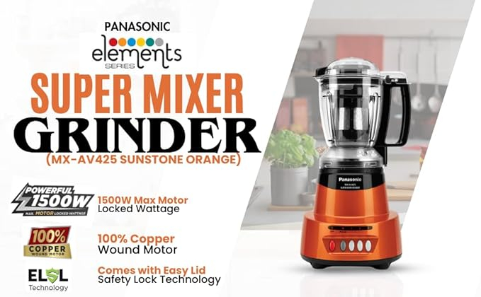 Panasonic Mixer Grinder MX-AV425-Rustic Red 4 Jar & 1500W - Thumbnail 4