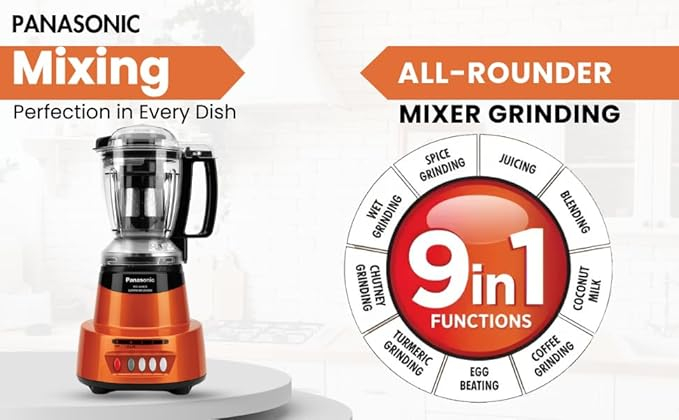Panasonic Mixer Grinder MX-AV425-Rustic Red 4 Jar & 1500W - Thumbnail 3