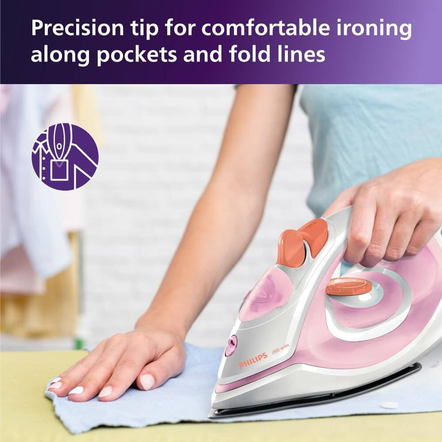 Philips GC1920/40 Steam Iron Non-Stick Soleplate 1440 Watt - Thumbnail 3