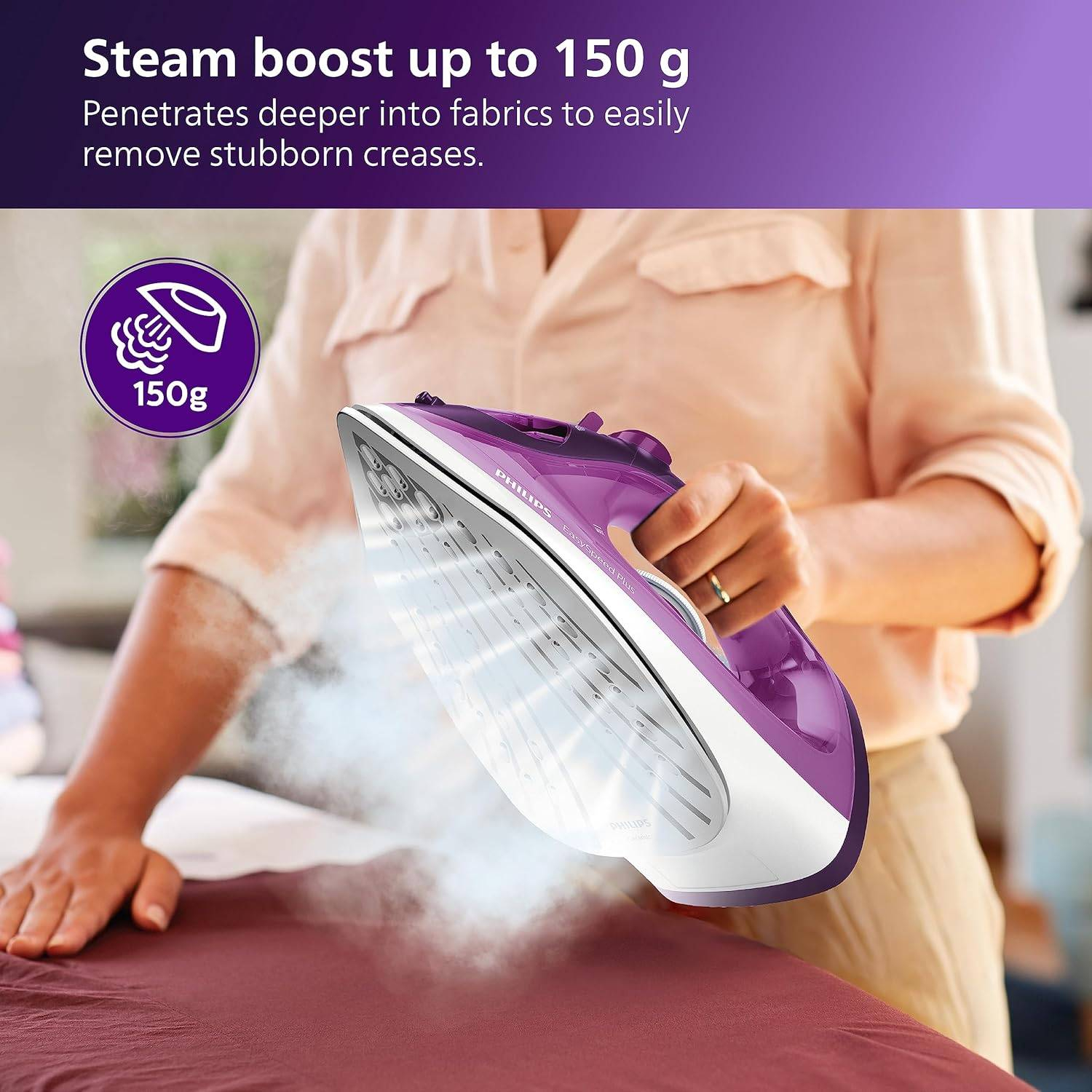 Philips GC2147/30 Easy-Speed Plus Steam Iron 2400 Watts Ceramic Soleplate Purple  (0 reviews) - Thumbnail 4