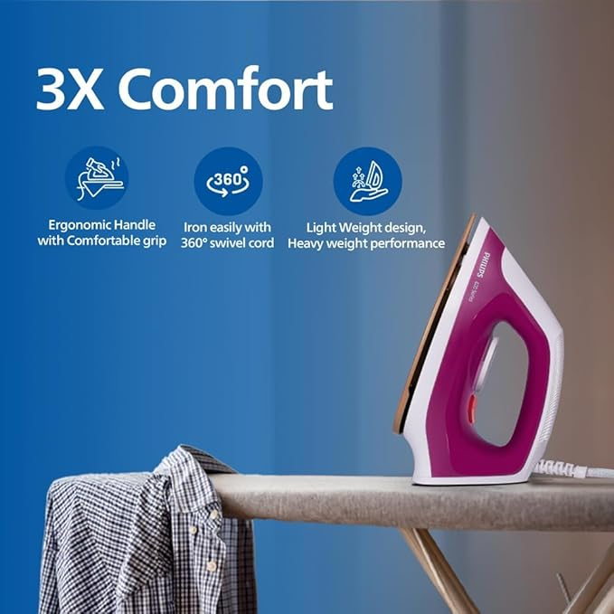 Philips Dry Iron DST0610/30 Powerful 1000 Watts for Fast heat up - Thumbnail 4