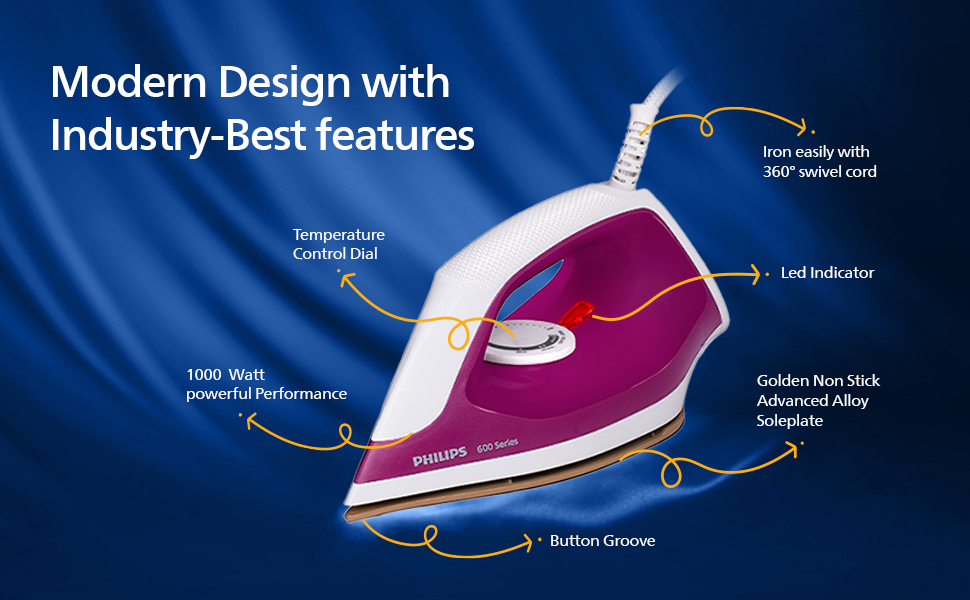 Philips Dry Iron DST0610/30 Powerful 1000 Watts for Fast heat up - Thumbnail 2