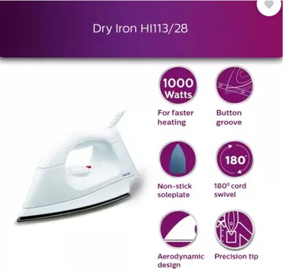 Philips Dry Irons HI113/28 & 1000w Powe - Thumbnail 3