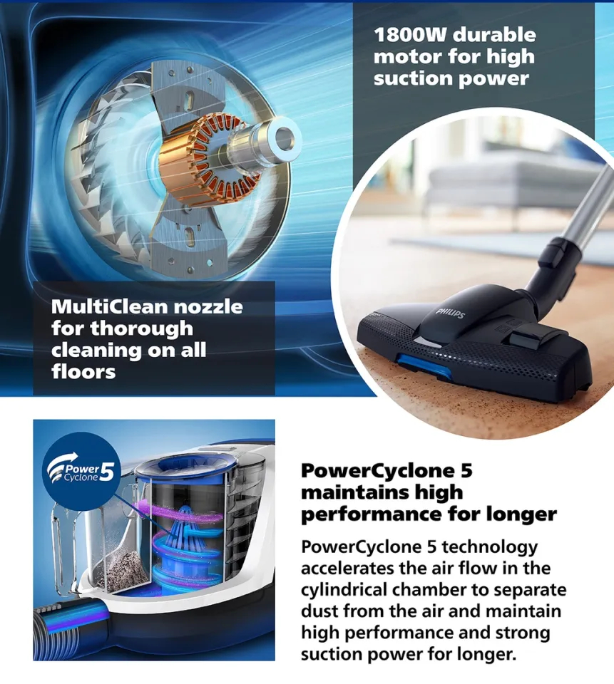 Philips FC9350/01 Power Pro Compact Bagless Vacuum Cleaner | 1800 Watt - Thumbnail 3