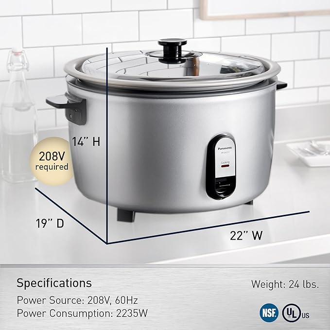 Panasonic SR-GA721 Commercial Rice Cooker – 7.2 Liter | 2500W | 40 Cups | Auto Keep Warm - Thumbnail 3