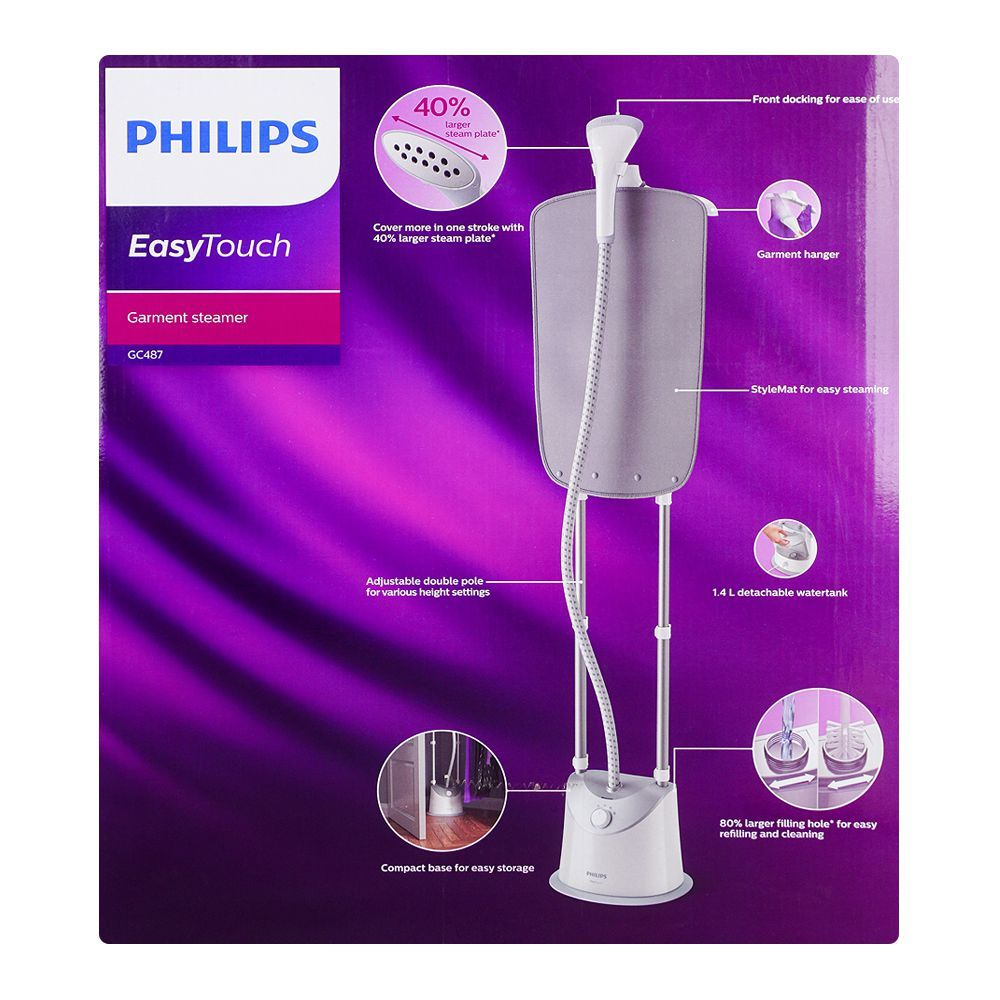 Philips Garment Steamer Iron GC487, (1800W) BLACK GRAY - Thumbnail 2