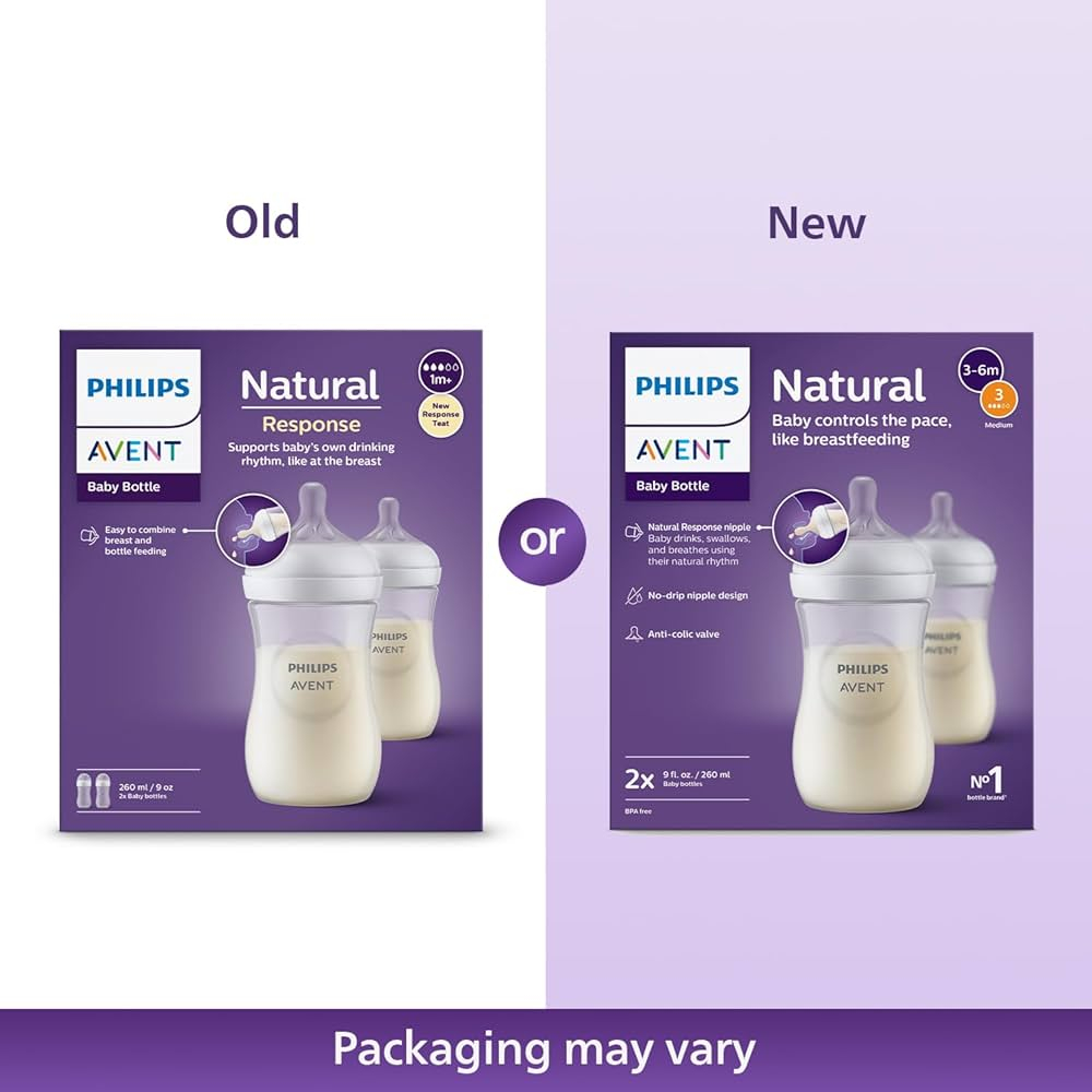 Philips Avent Natural White Feeding Bottle 2 pc Set (1m+) - 260 ml (Model- SCY903/02) - Thumbnail 2
