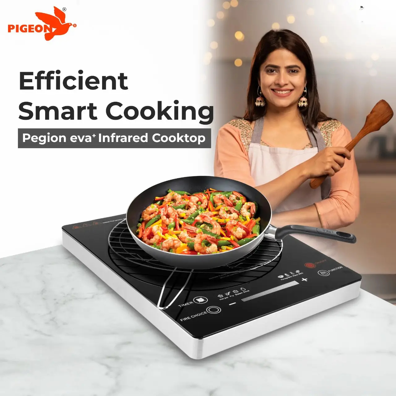 Pigeon EVA+ SAP14666 Infrared Cooktop 2200 Watts Black Full touch Panel - Thumbnail 3