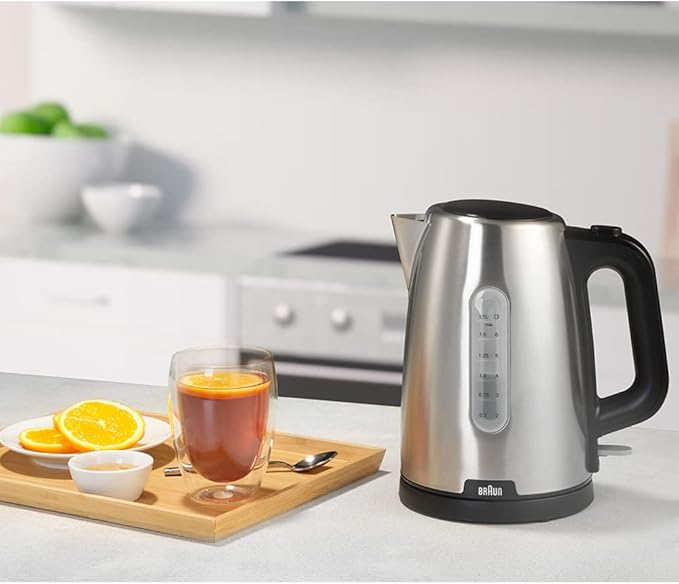 Braun WK1500 Electric Kettle PurShine , 2200 Watts, 1.7L Capacity, Stainless Steel/Black - Thumbnail 3