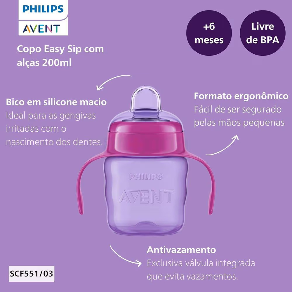 Philips Avent Spout Cup SCF551/03  (6m+) 200ml - Purple - Thumbnail 3