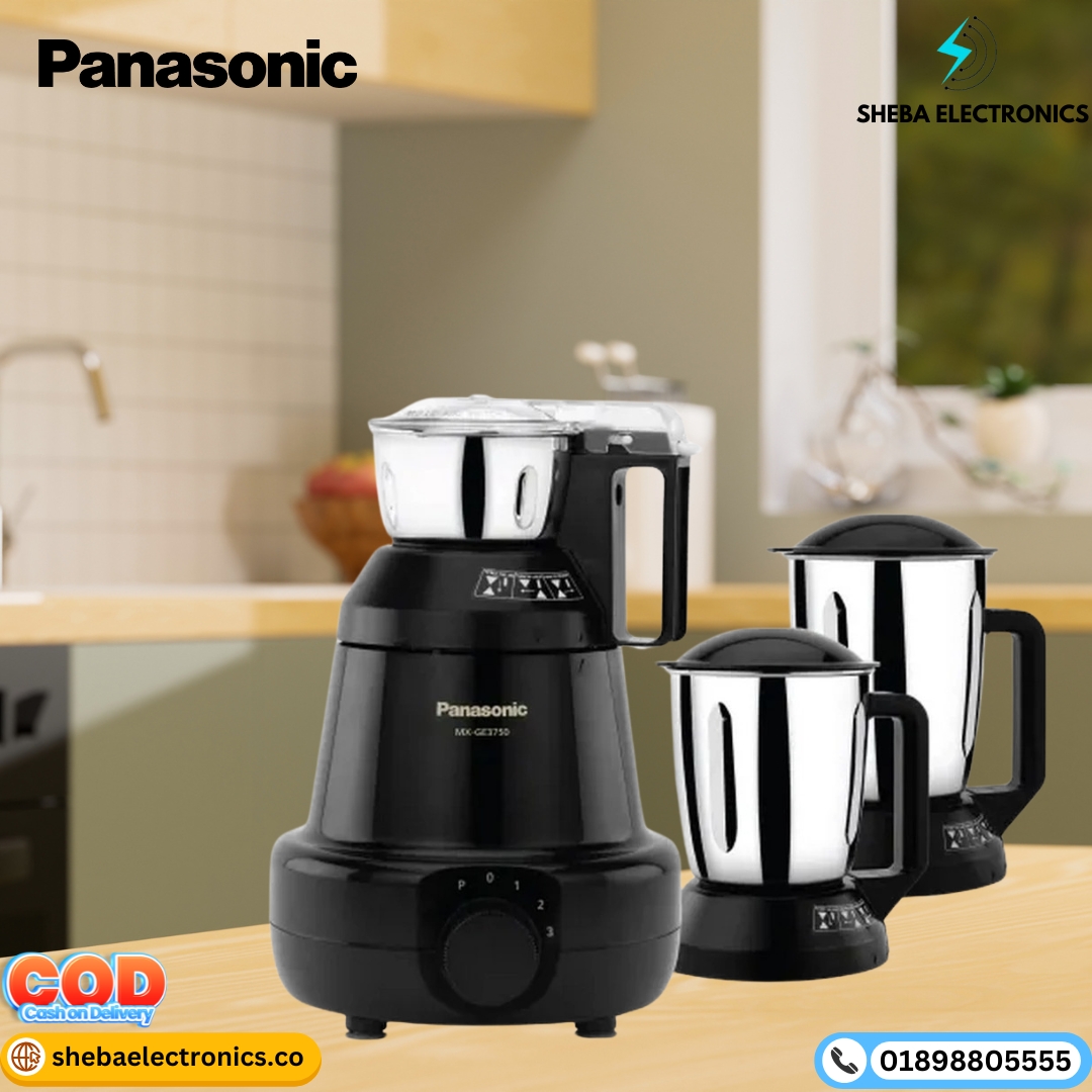Panasonic MX-GE3750 (Black) Mixer Grinder 1200W With 3Jar. - Thumbnail 5