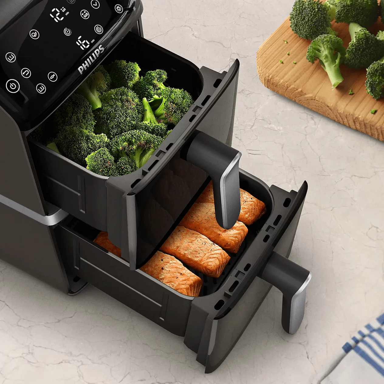 PHILIPS NA461/00 Airfryer 4000 Series Stacked Dual Basket |10 Liters total (Dual Basket) - Thumbnail 6