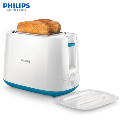 Philips HD2584/30 Toaster – Daily Collection (White & Caribbean Blue) - Thumbnail 3