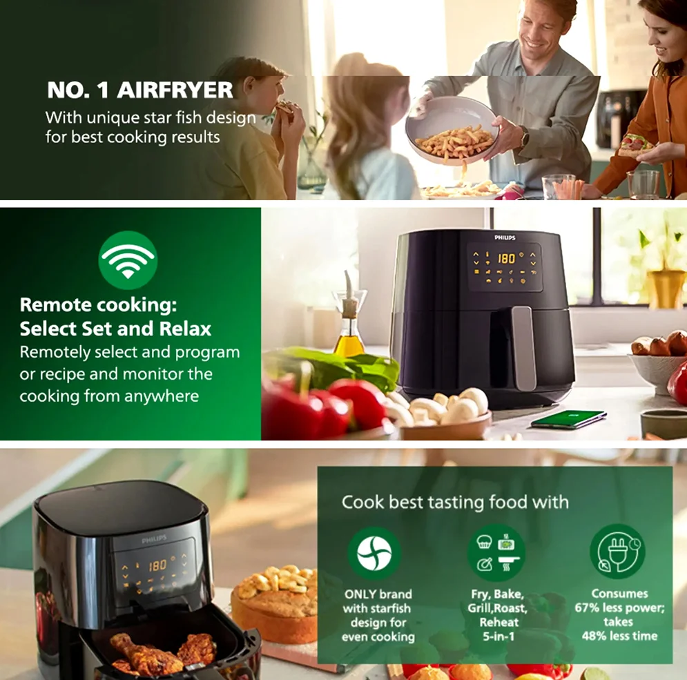 Philips Air Fryer HD9255/90 Digital 5000 Series Connected Smart – 4.1Ltr, Wi-Fi Enabled, 13-in-1 Cooking Functions - Thumbnail 5