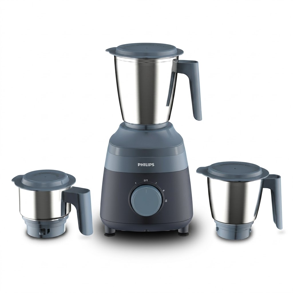Philips HL1000/02 Mixer Grinder 500Watts | 3 Stainless Steel Jars | Compact & Durable Design-Blue - Thumbnail 5