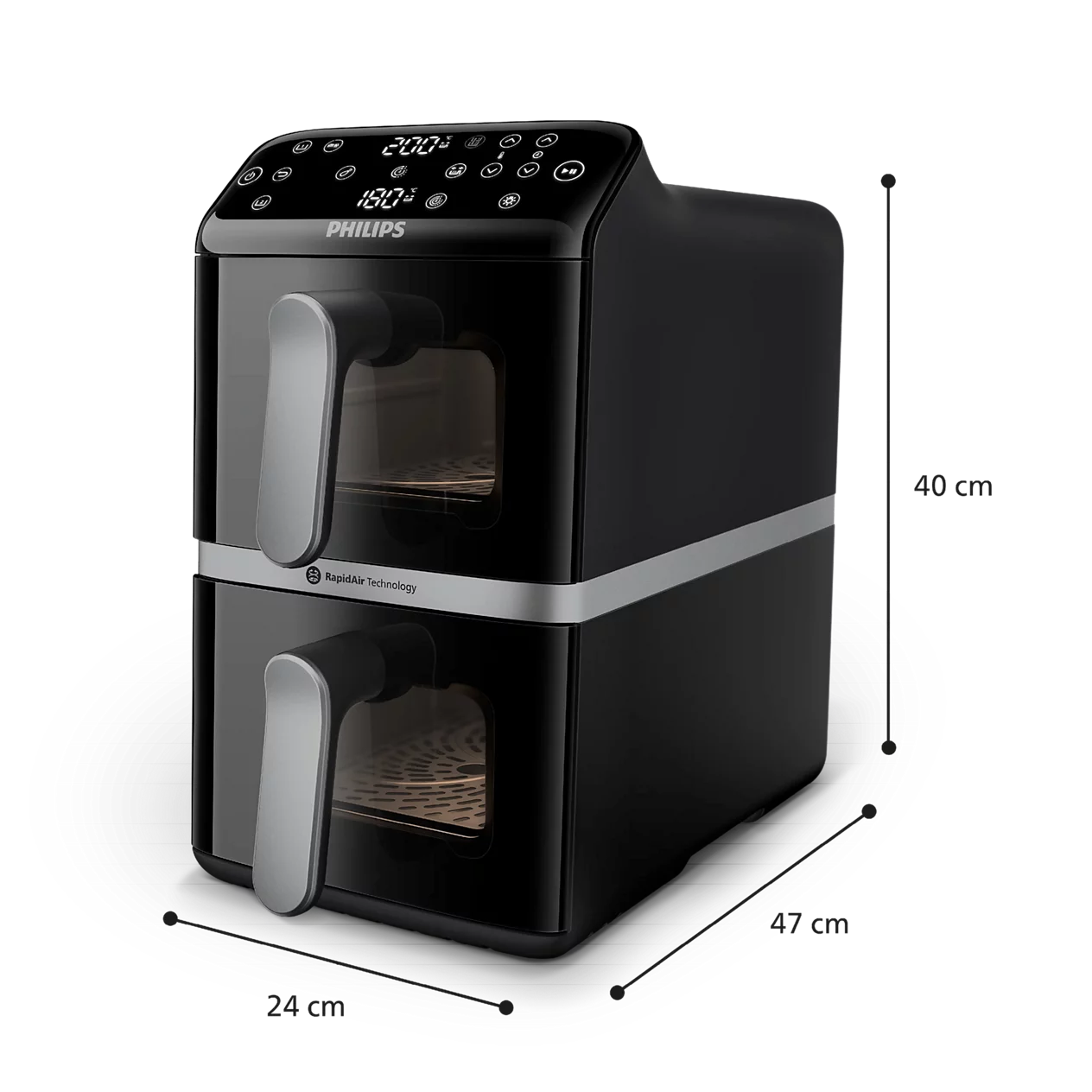 PHILIPS NA461/00 Airfryer 4000 Series Stacked Dual Basket |10 Liters total (Dual Basket) - Thumbnail 2