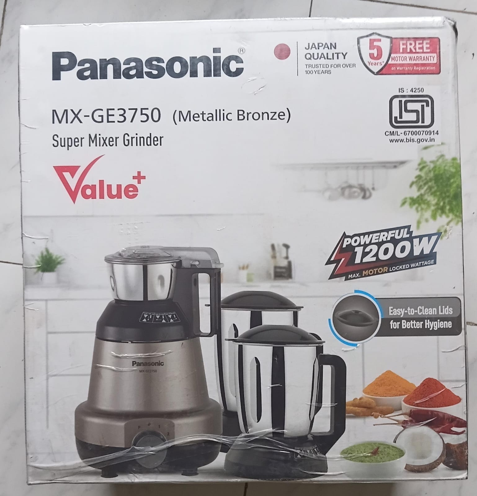 Panasonic MX-GE3750 (Metallic Bronze) Super Mixer Grinder - Thumbnail 3