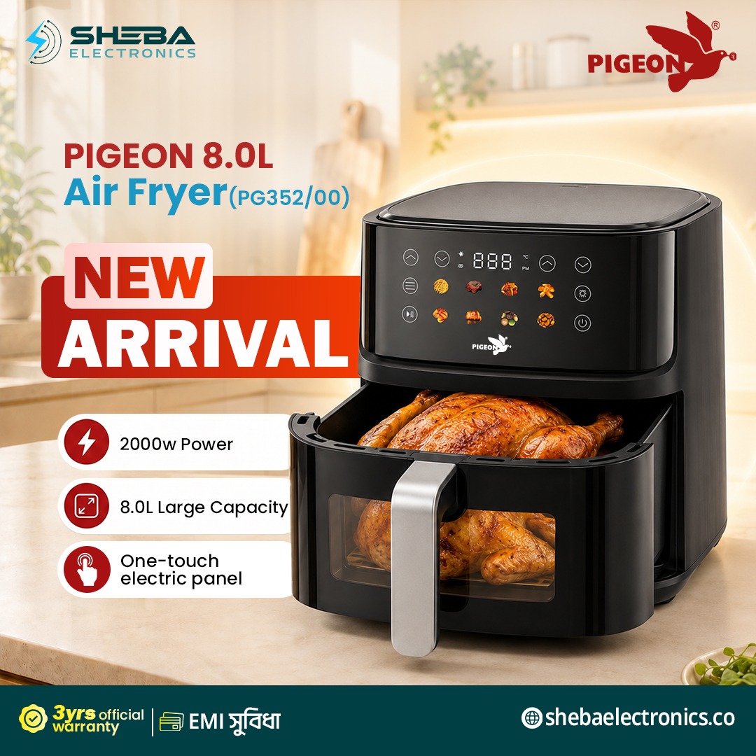 Pigeon PG352/00 Digital Air Fryer – 8L Capacity | 2000W Power | One-Touch Digital Control | 3 Years Warranty - Thumbnail 2