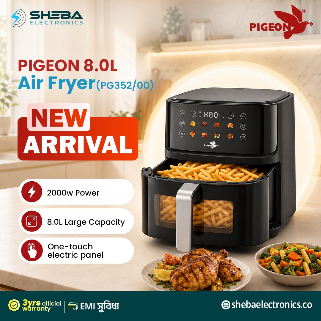 Pigeon PG352/00 Digital Air Fryer – 8L Capacity | 2000W Power | One-Touch Digital Control | 3 Years Warranty - Thumbnail 3