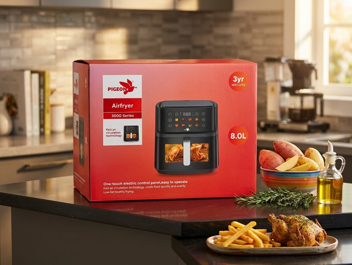 Pigeon PG352/00 Digital Air Fryer – 8L Capacity | 2000W Power | One-Touch Digital Control | 3 Years Warranty - Thumbnail 4