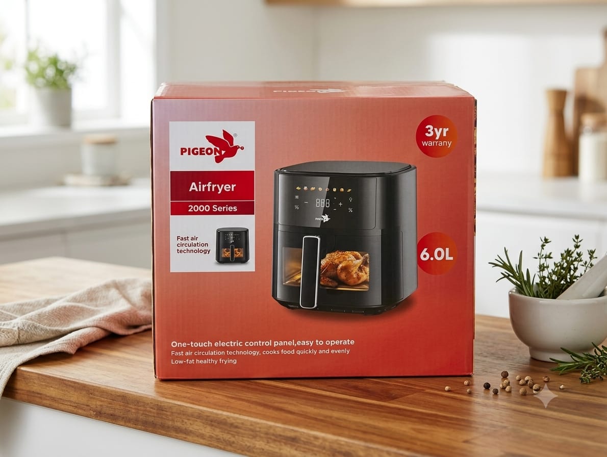 Pigeon PG251/00 Digital Air Fryer – 6L Capacity | 1700W Power | One-Touch Digital Control | 3 Years Warranty - Thumbnail 3
