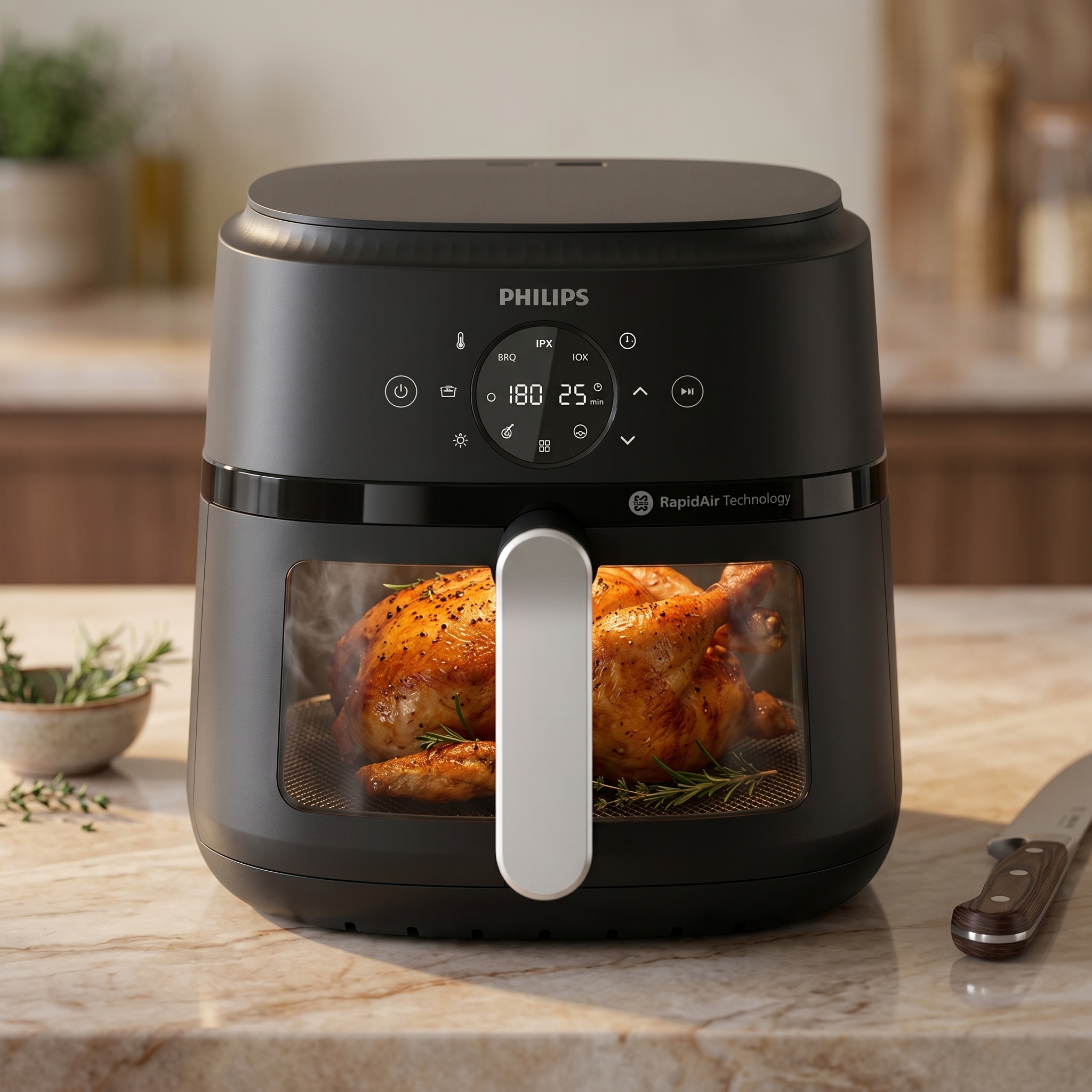 Philips NA231 Air Fryer 6.2L XL 1700W with Rapid Air Technology | Digital Touch | Cooking Window | 2 Years Warranty - Thumbnail 6