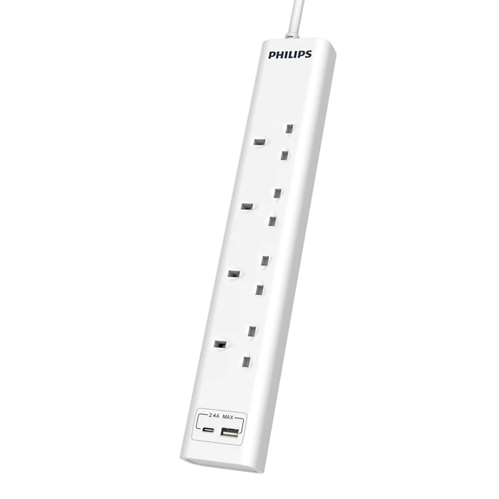 Philips CHP4141WA/69 Power Multiplier – 4 Way Extension Socket with 2 USB Ports