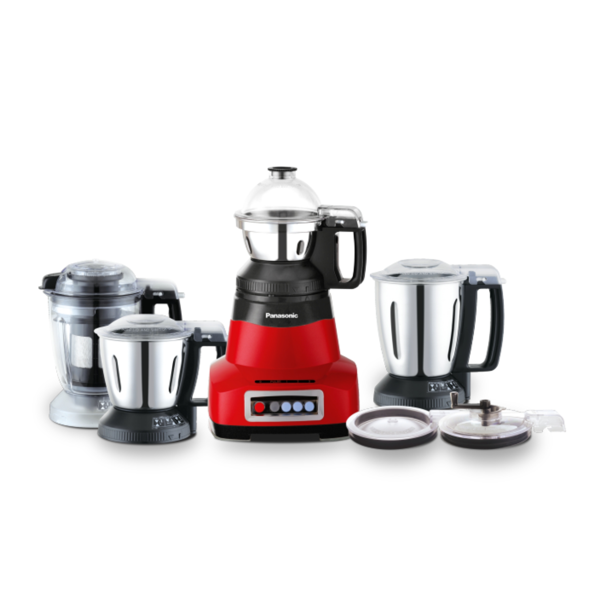 Panasonic MX-AE465 Mixer Grinder Powerful 2000Watts | 4 Multipurpose Jars | Double Safety Lock | Monster Series | Red