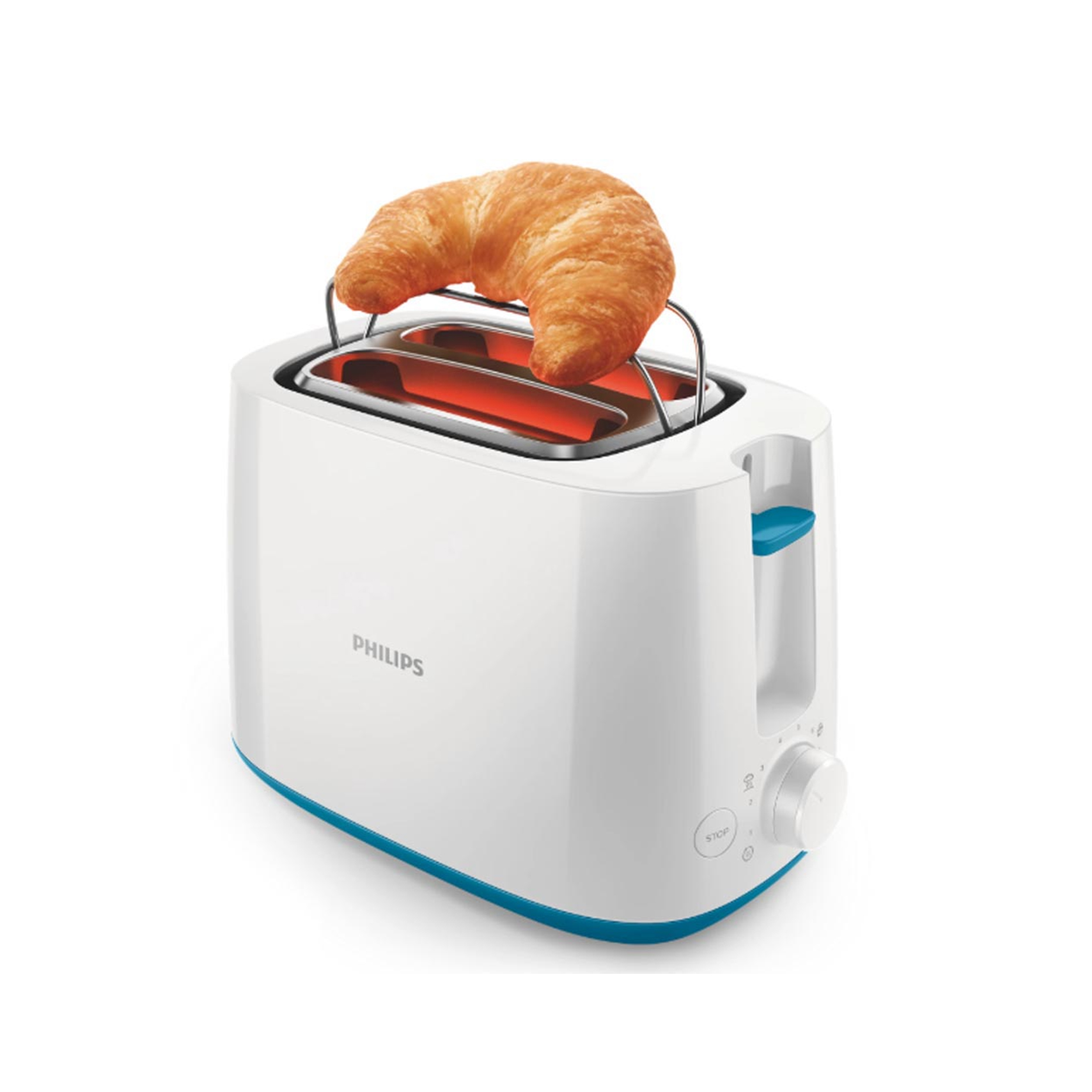 Philips HD2584/30 Toaster – Daily Collection (White & Caribbean Blue)