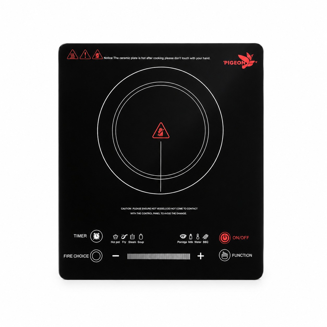 Pigeon EVA+ SAP14666 Infrared Cooktop 2200 Watts Black Full touch Panel